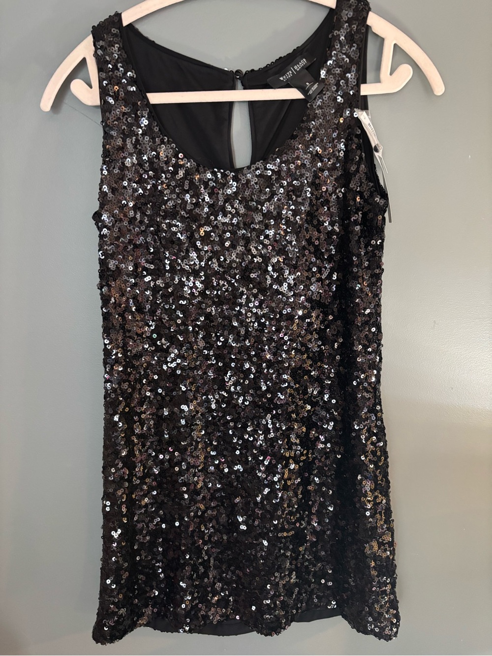 NWT White House/Black Market Black Sequin Mini Dress Size Small